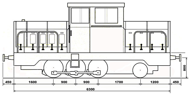 Locotracteur nÂ°1 - ElÃ©vation (dessin J.P. Dumont)
