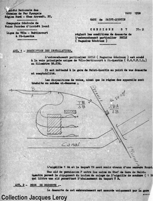 Règles de desserte des Etablissements Decle (Magasins Généraux) - 1950
